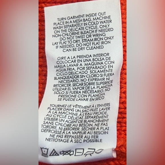 Cabi Orange Cable Knit Button Front Cardigan Sweater w/ Colorful Placket, Large - Picture 15 of 16